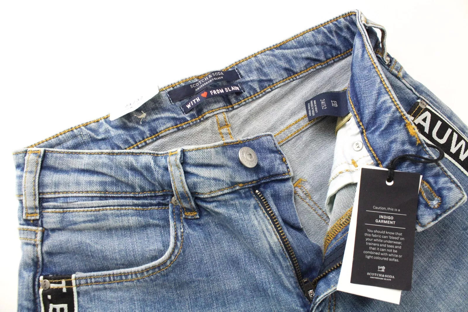 SCOTCH & SODA Petit Ami Women Jeans W24/L32 Slim Boyfriend Fit Blue Stretch