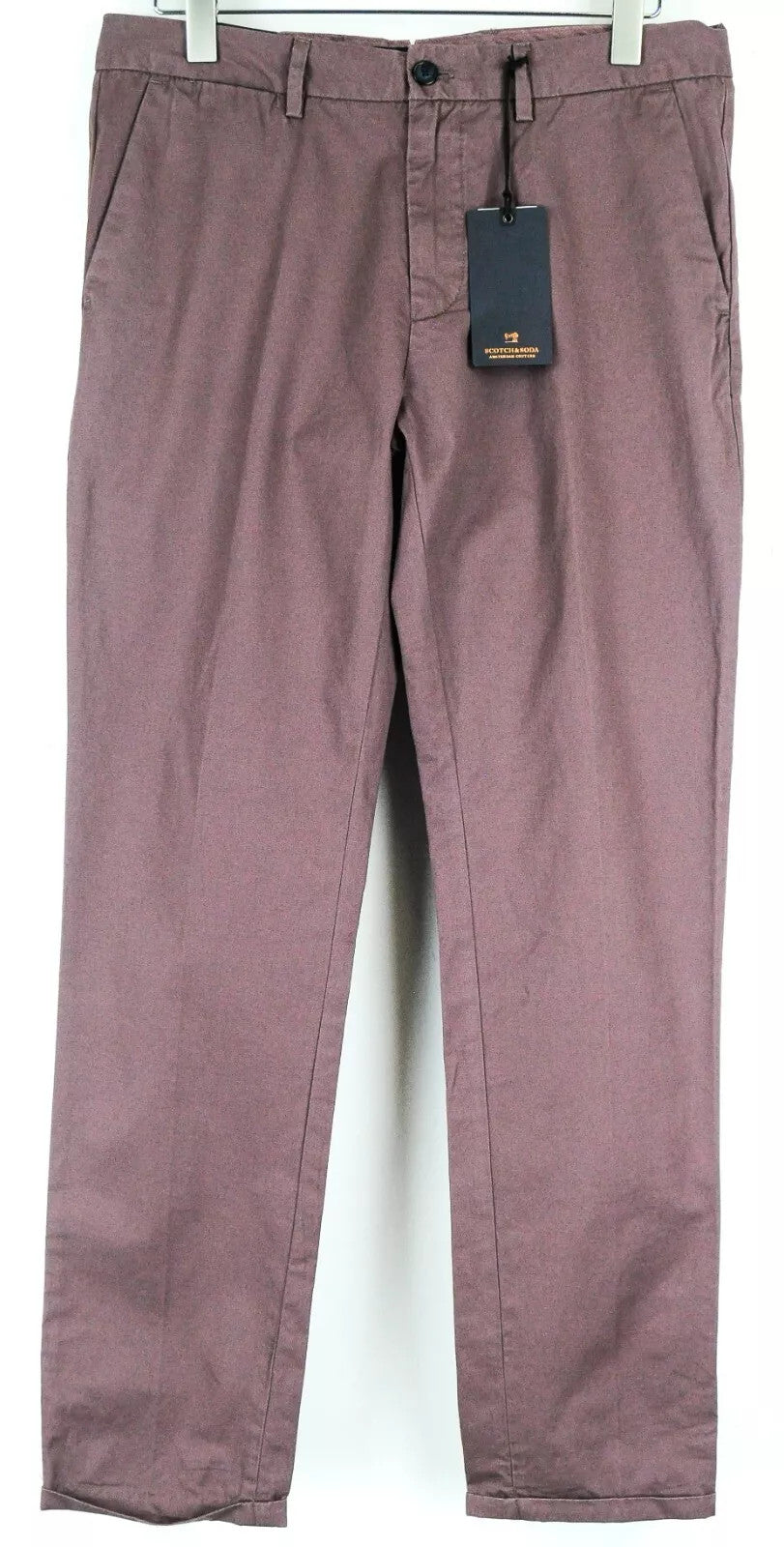 SCOTCH & SODA Stuart Men Trousers W32/L32 Purple Slim Fit Casual Pure Cotton