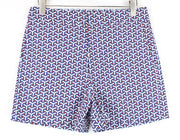 SUITSUPPLY Women Shorts 38 Blue Red White Patterned Summer Slit Pocket