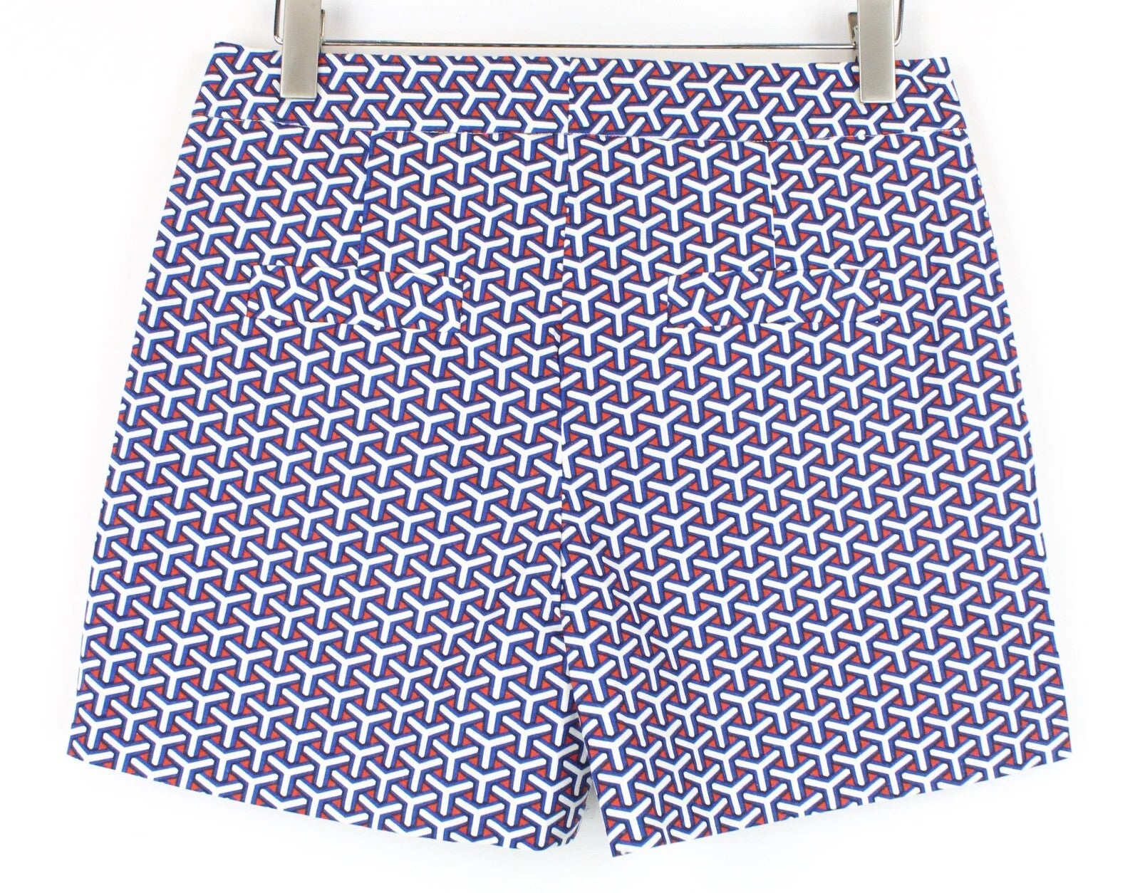 SUITSUPPLY Women Shorts 38 Blue Red White Patterned Summer Slit Pocket