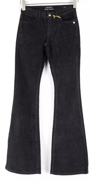 MAISON SCOTCH Joni Women Trousers W25 Cotton Stretch Corduroy Flared Dark Grey