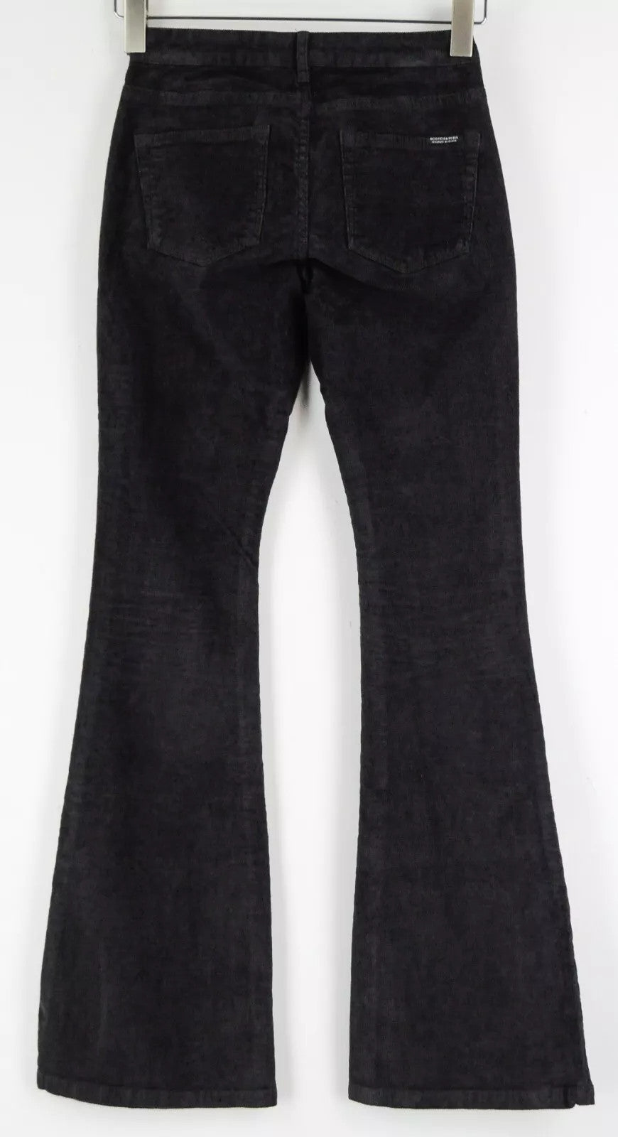 MAISON SCOTCH Joni Women Trousers W25 Cotton Stretch Corduroy Flared Dark Grey