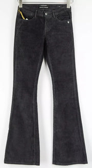 MAISON SCOTCH Joni Women Trousers W25 Dark Grey Cotton Stretch Corduroy Flare