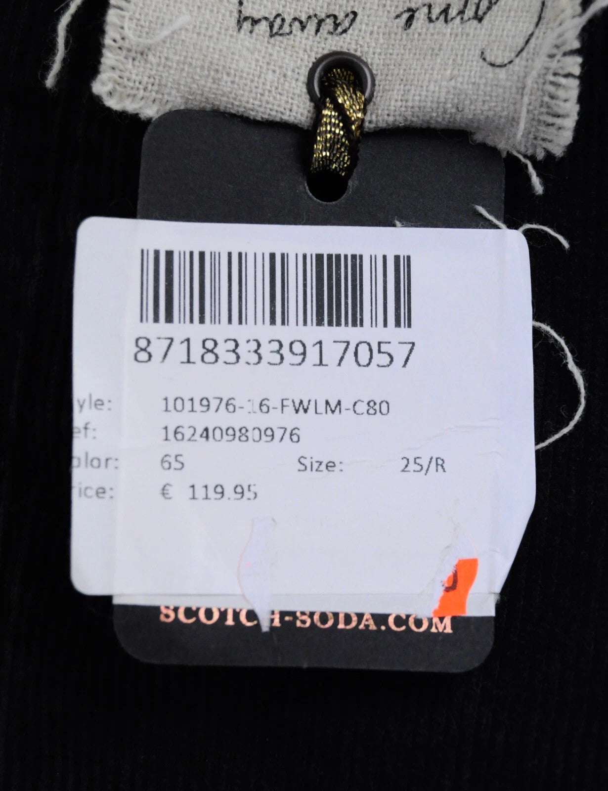 MAISON SCOTCH Joni Women Trousers W25 Dark Grey Cotton Stretch Corduroy Flare