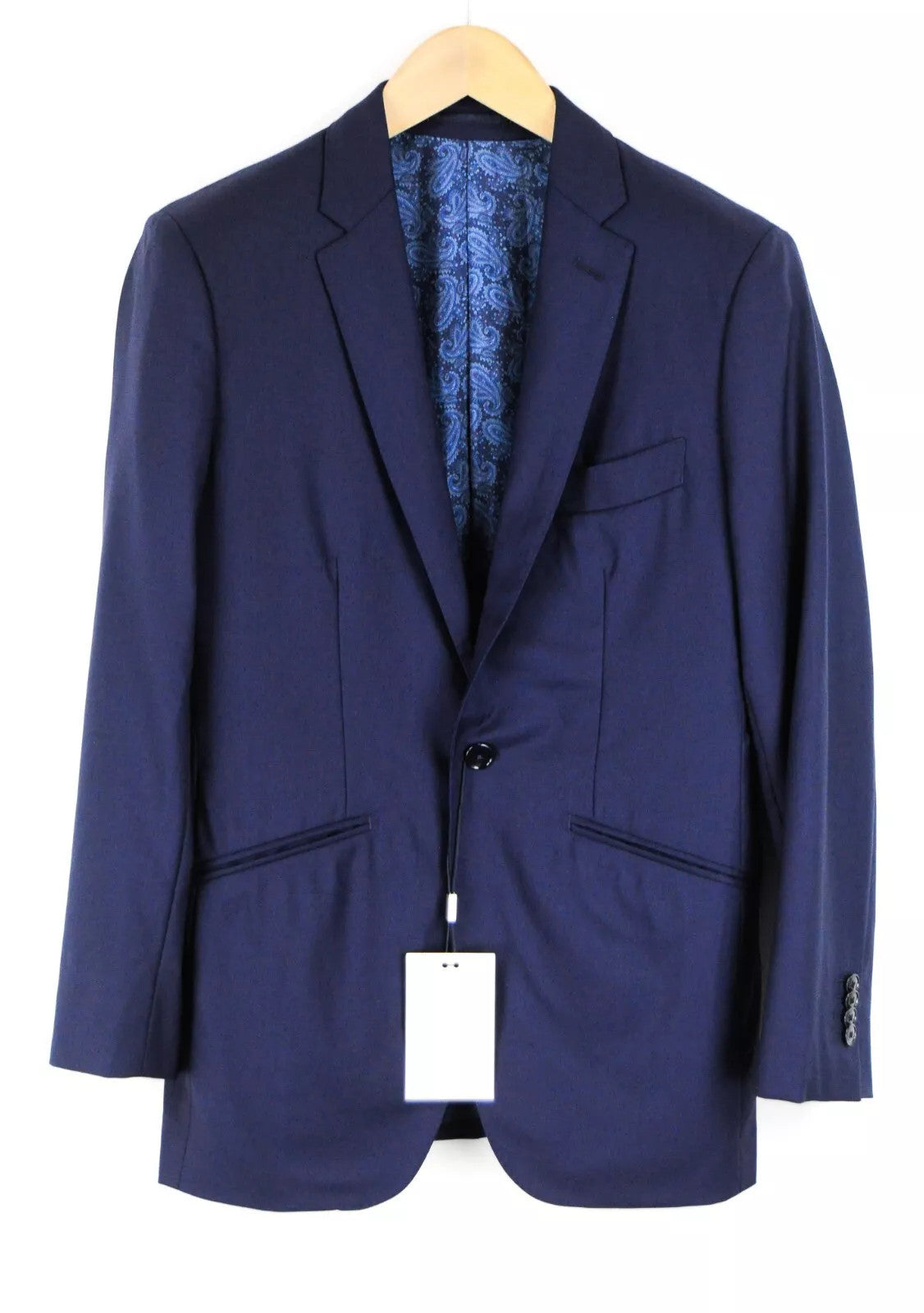 SUITSUPPLY Lazio Men Suit UK32 Navy Pure Wool Lined Pleated Formal 2 Piece