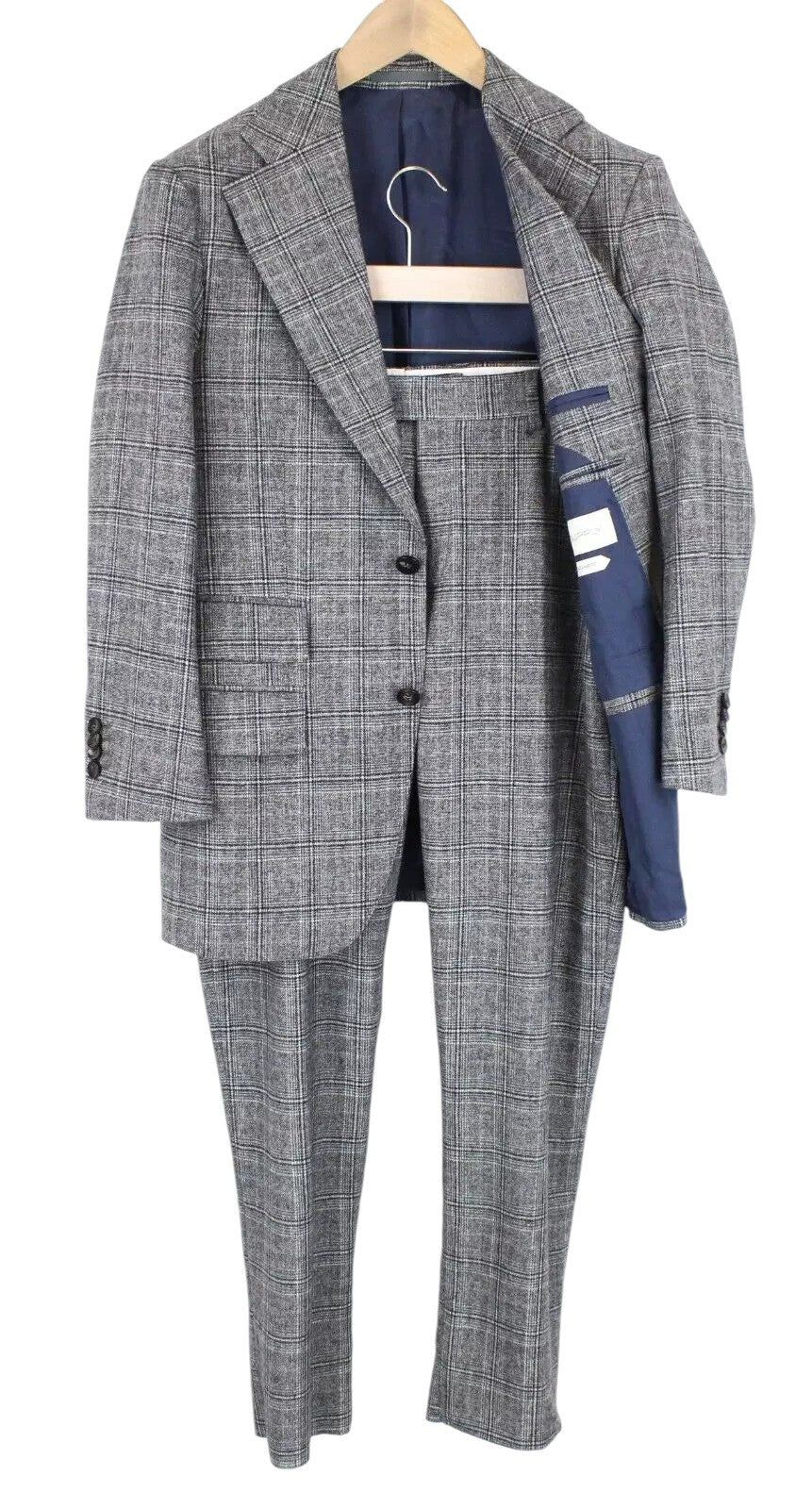 SUITSUPPLY Havana Wide Lapel Men Suit UK36S Wool Cashmere Checked Slim 2 Piece