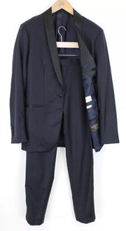 SUITSUPPLY Lazio Men Suit UK34 Tux Pure Wool Navy Lined Single-Breasted 2 Piece
