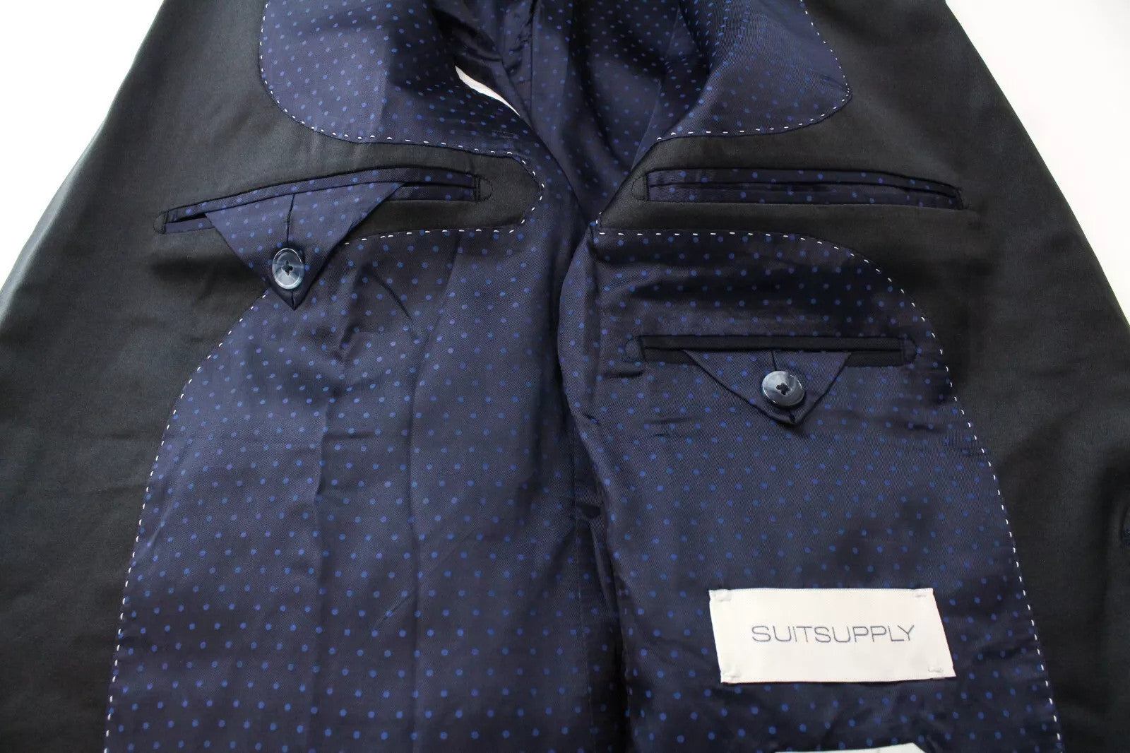 SUITSUPPLY Lazio Men Suit UK34 Tux Pure Wool Navy Lined Single-Breasted 2 Piece