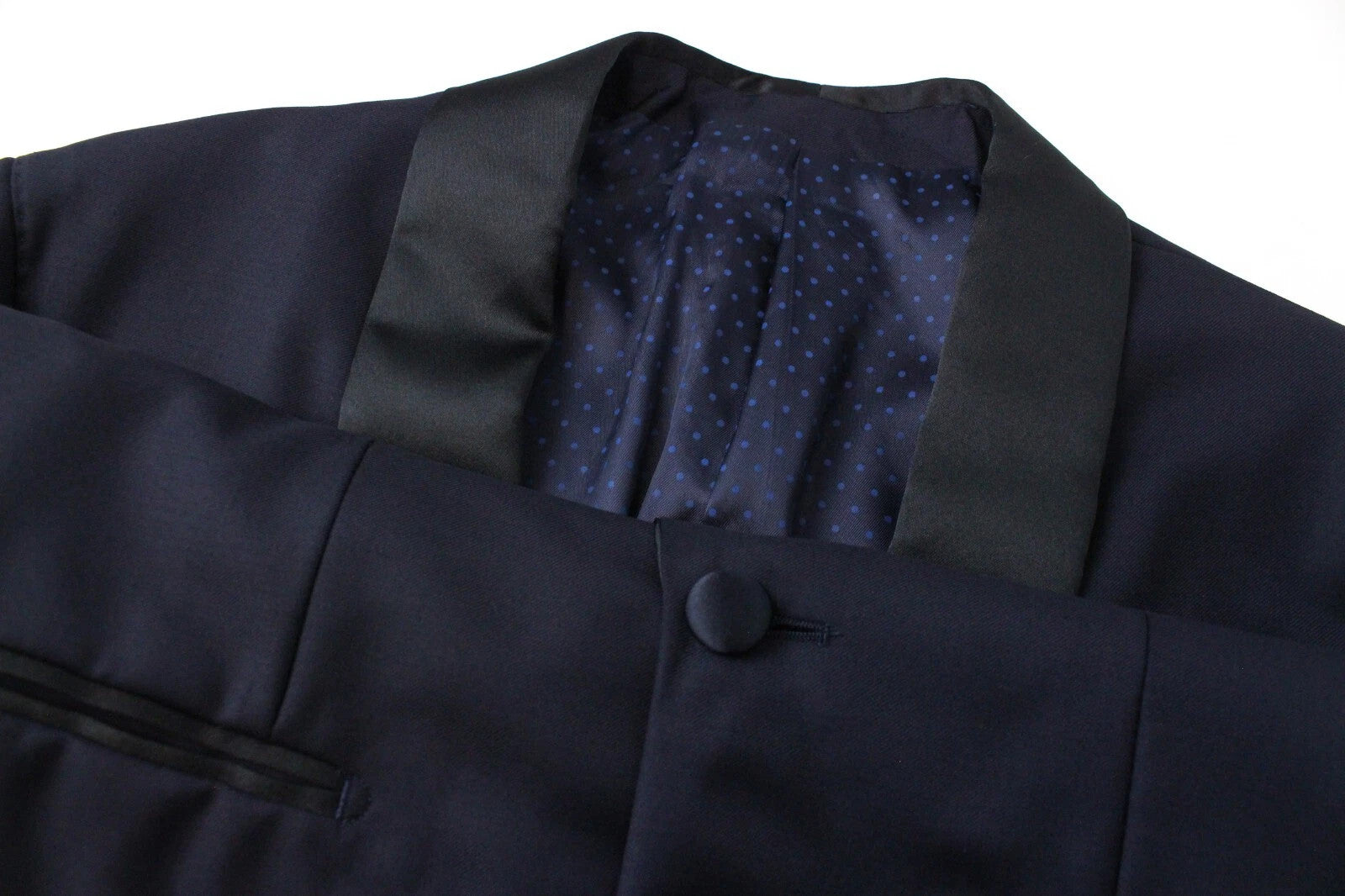 SUITSUPPLY Lazio Men Suit UK34 Tux Pure Wool Navy Lined Single-Breasted 2 Piece