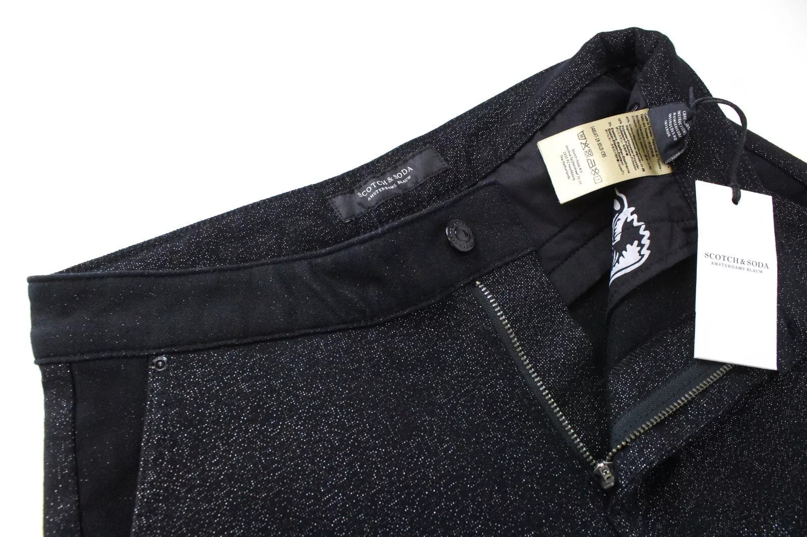 SCOTCH & SODA Ams Blauw Women Trousers W26/L32 Black Cotton Blend Stretch Shiny