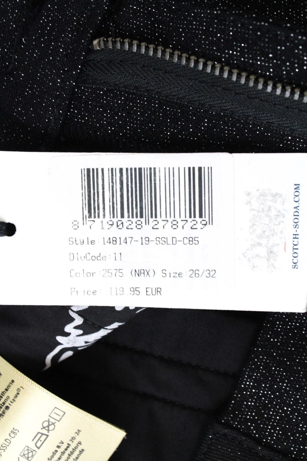 SCOTCH & SODA Ams Blauw Women Trousers W26/L32 Black Cotton Blend Stretch Shiny