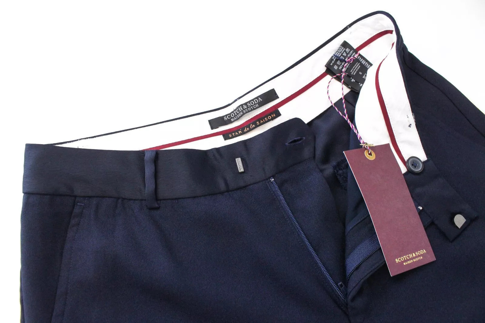 MAISON SCOTCH Women Trousers S Navy Wide Pleated Classic Lightweight