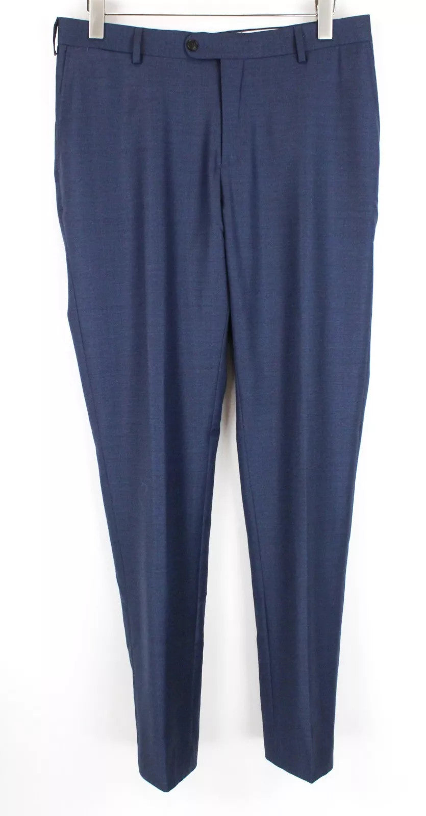 SUITSUPPLY Sienna Men Trousers 42L Blue Pure Wool Pleated Classic Formal