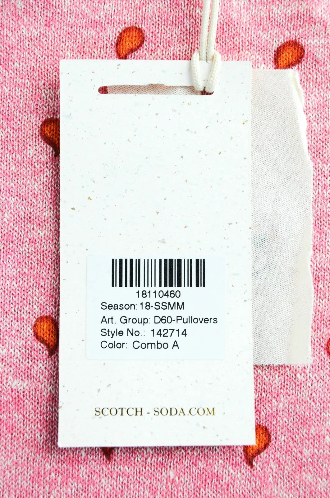 SCOTCH & SODA Ams Couture Men Sweatshirt M Pink Paisley Pattern Long Sleeved