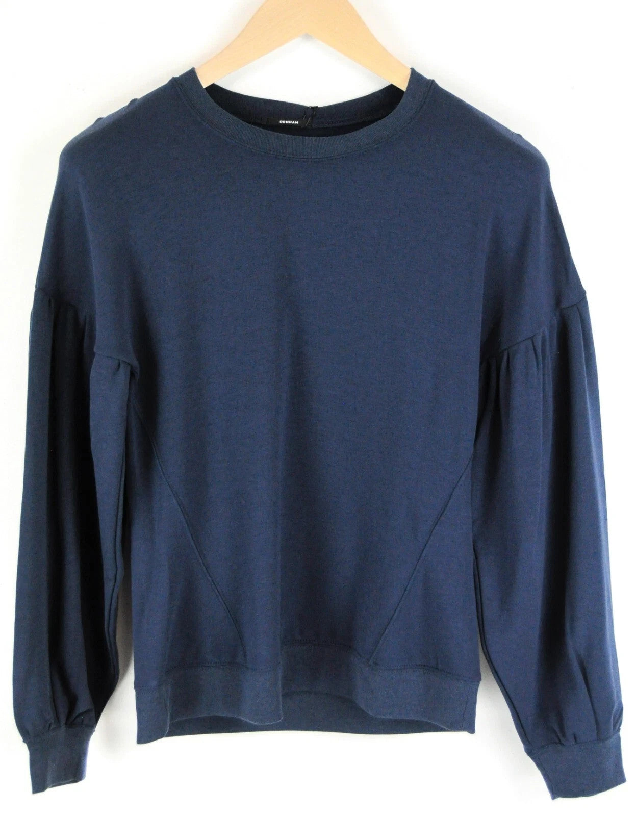 DENHAM Compass Women T-Shirt 2XS Blue Long Sleeved Stretch Casual Pull On