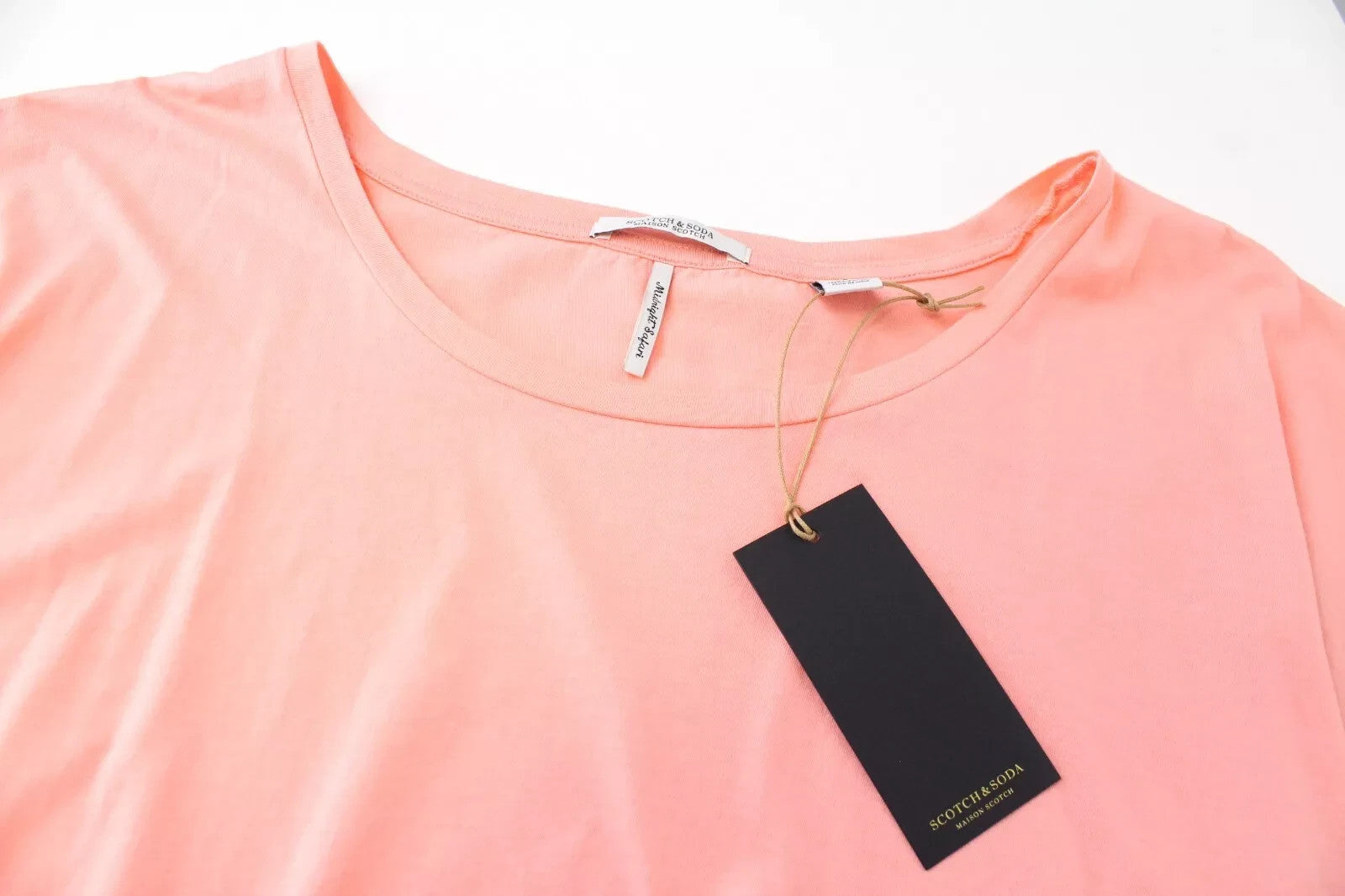MAISON SCOTCH Women T-Shirt S Pink Pure Cotton Short Sleeved Casual Pull On