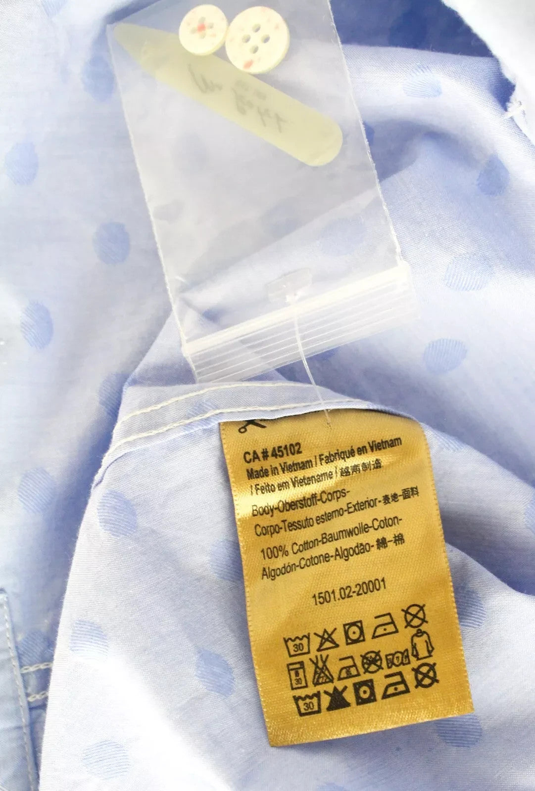 SCOTCH & SODA Ams Couture Men Shirt S Blue Pure Cotton Long Sleeve Dot Pattern