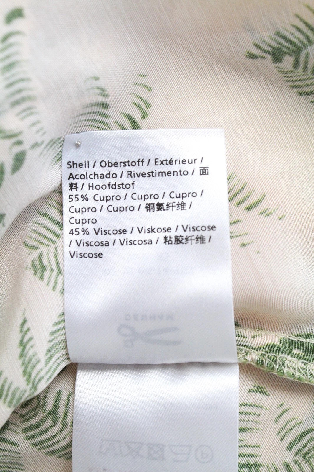 DENHAM Roxanne Women Dress XS Light Brown Palm Print Short Sleeved Collared