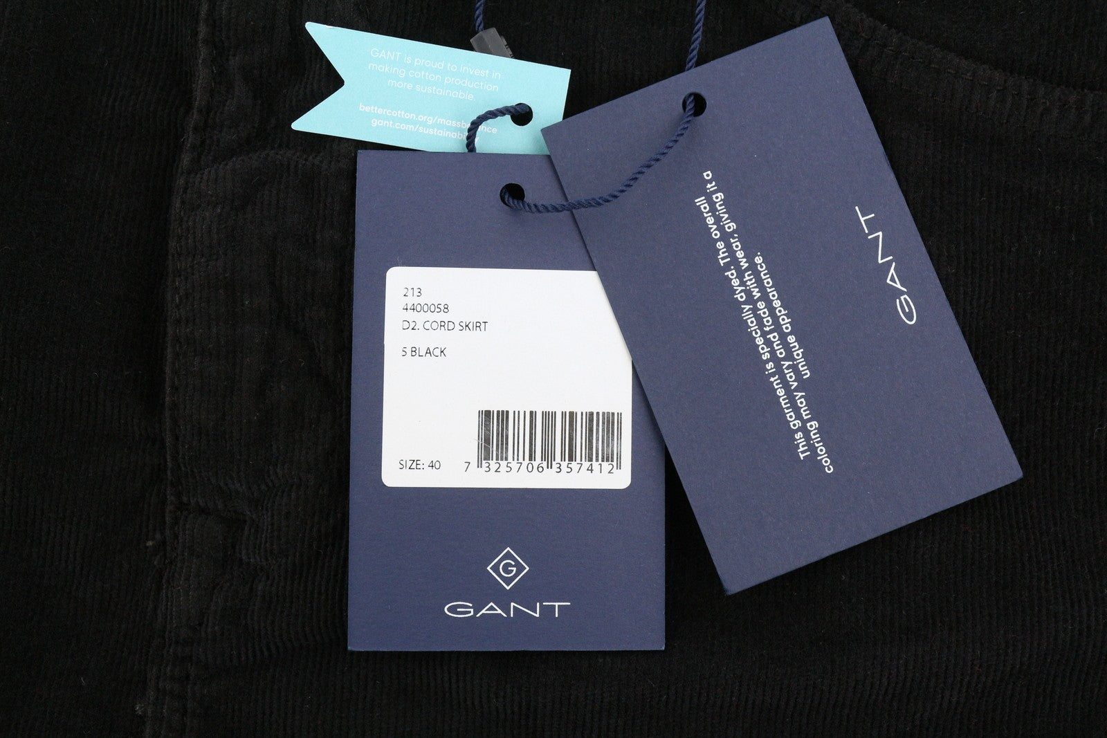 GANT Cord Women Skirt EU40 Black Knee-Length Pencil Slim Tapered Fit