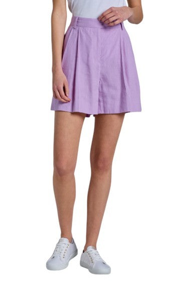 GANT Stretch Linen Women Shorts EU40 Purple Crocus Pleated Straight RRP228
