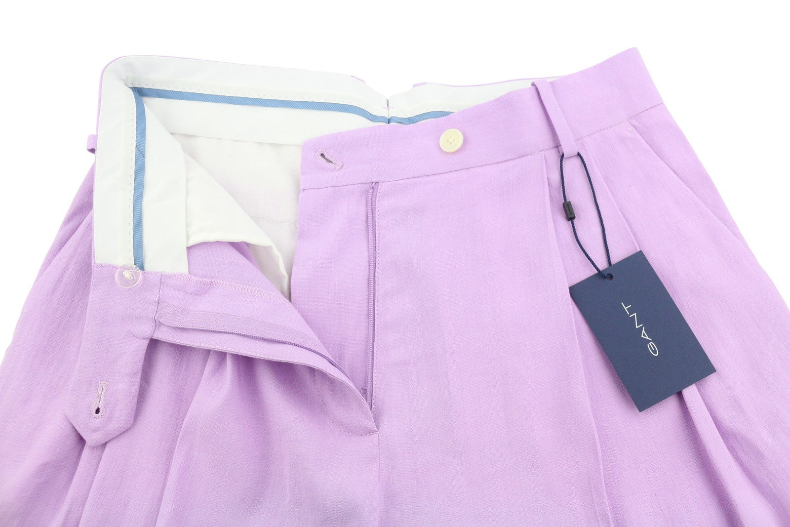 GANT Stretch Linen Women Shorts EU40 Purple Crocus Pleated Straight RRP228