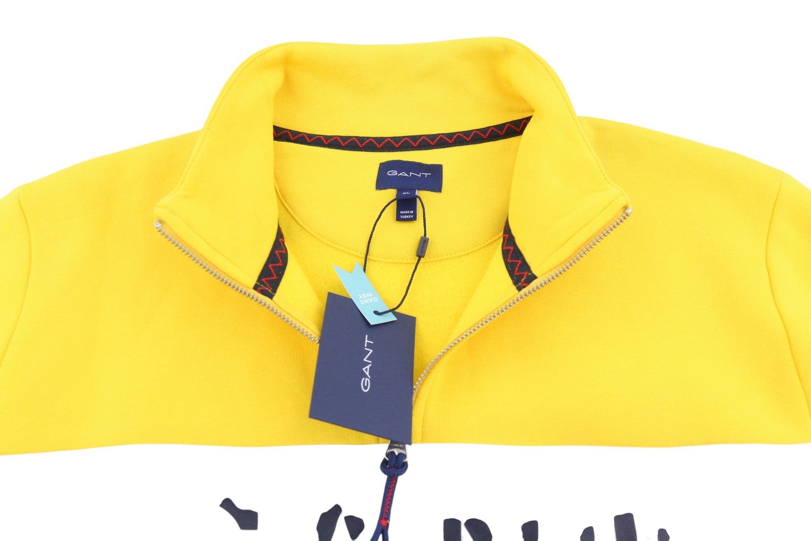 GANT Nautical Half Zip Men Sweatshirt XL Eggshell Kangaroo Pocket Casual