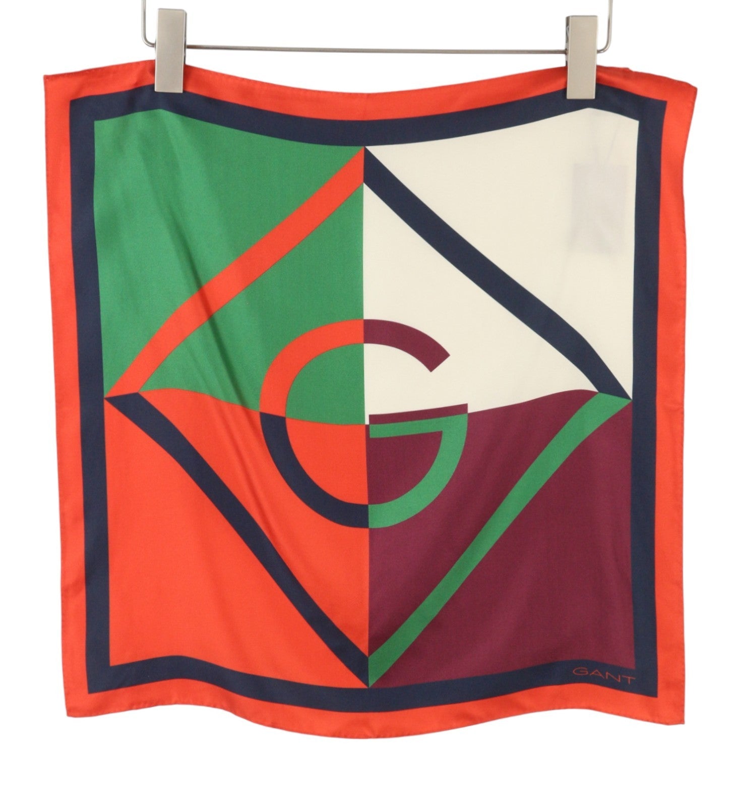 GANT Icon G Color Block Silk Women Scarf OS Orange Lightweight Square