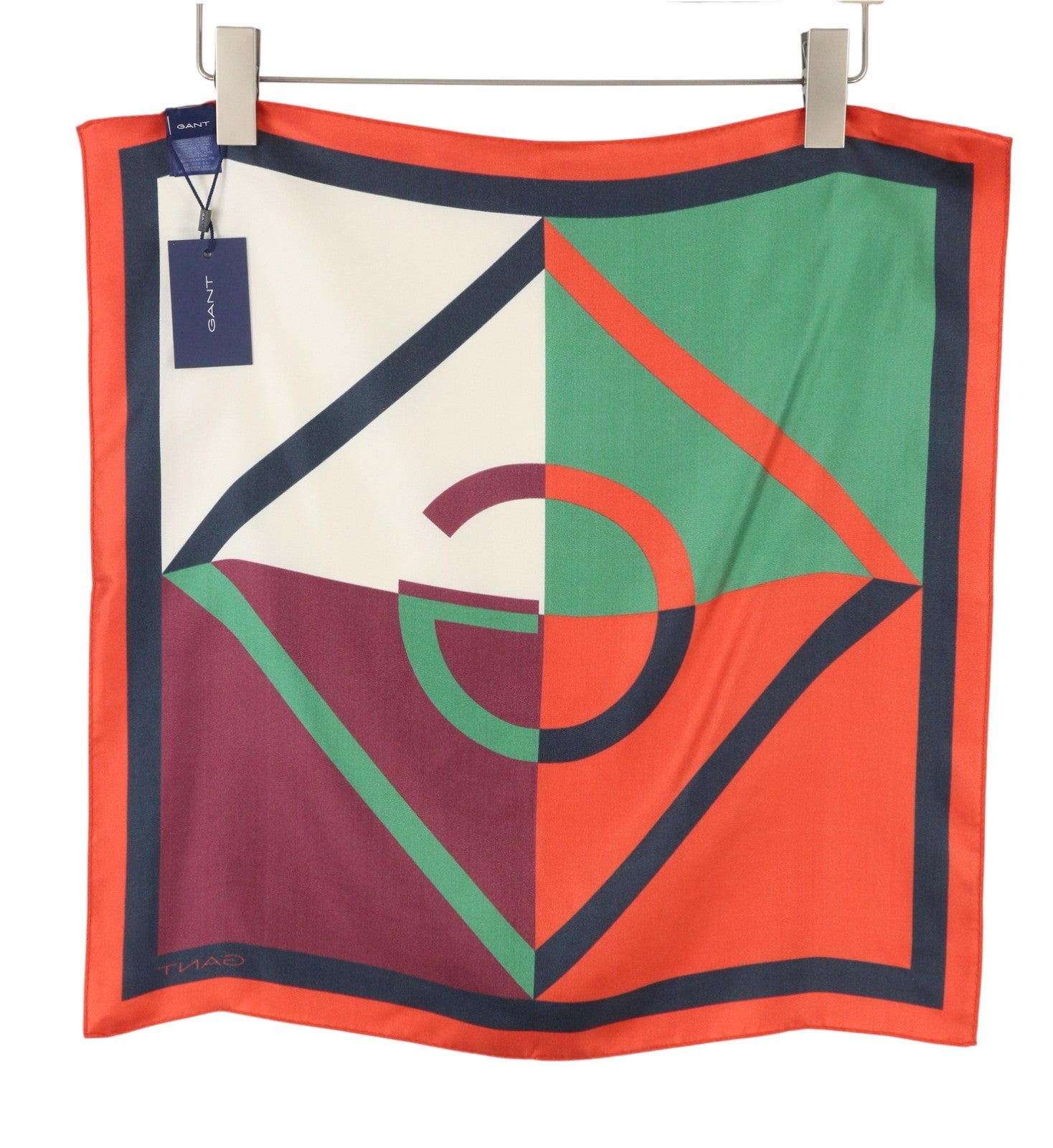 GANT Icon G Color Block Silk Women Scarf OS Orange Lightweight Square