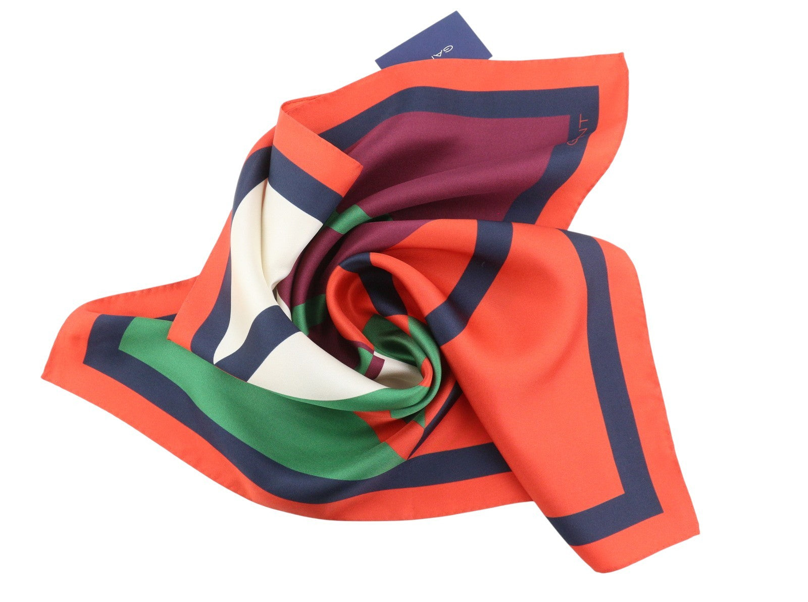 GANT Icon G Color Block Silk Women Scarf OS Orange Lightweight Square