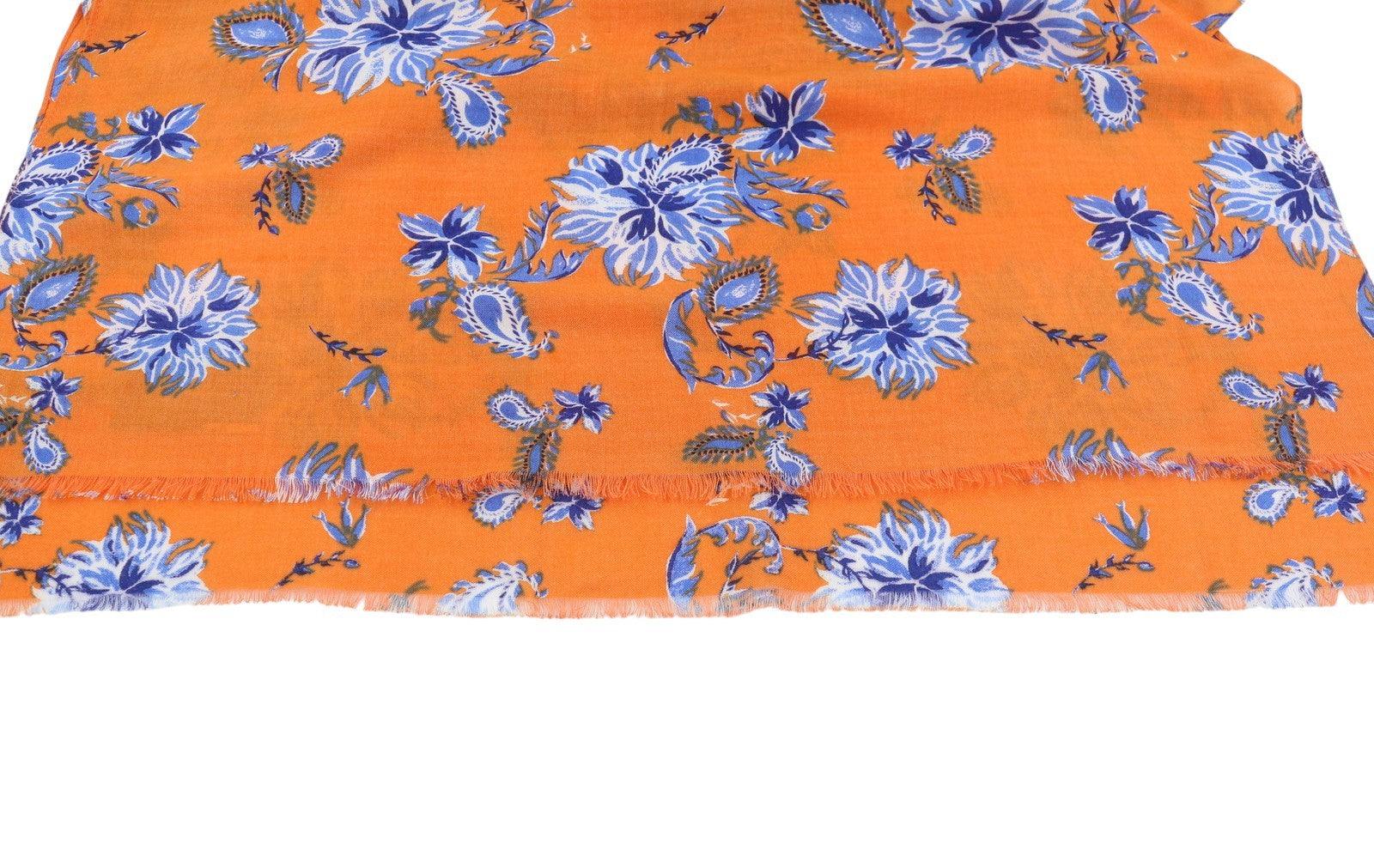 GANT Marine Paisley Women Scarf OS Orange Wool Blend Floral Pattern