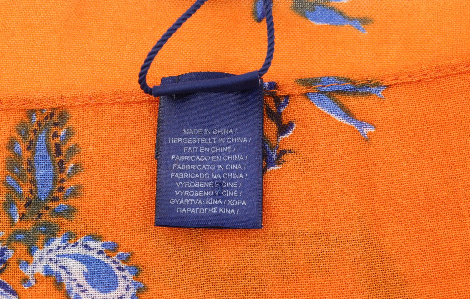 GANT Marine Paisley Women Scarf OS Orange Wool Blend Floral Pattern