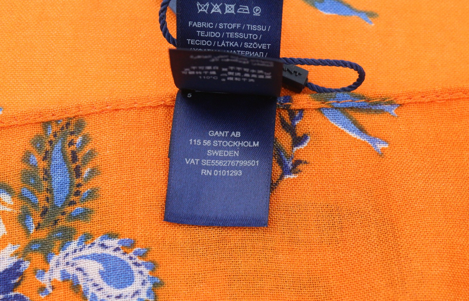 GANT Marine Paisley Women Scarf OS Orange Wool Blend Floral Pattern