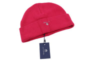 GANT Logo Knit Men Hat OS Pink Stretch Beanie Embroidered Unisex