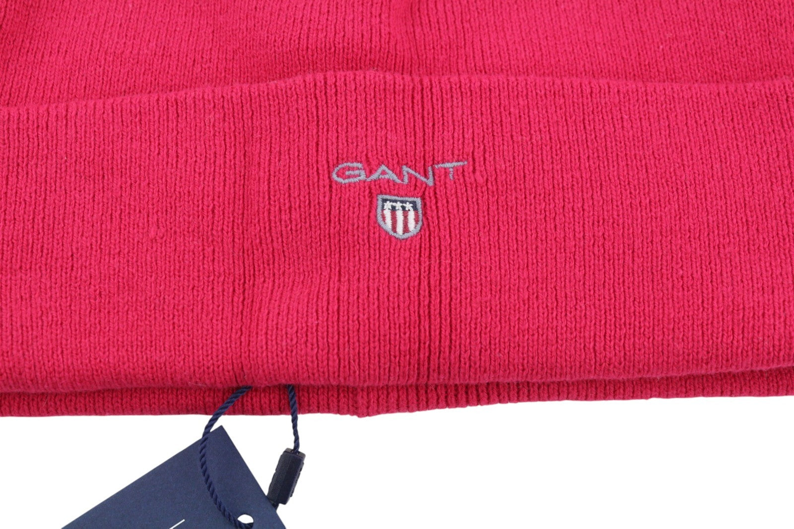 GANT Logo Knit Men Hat OS Pink Stretch Beanie Embroidered Unisex