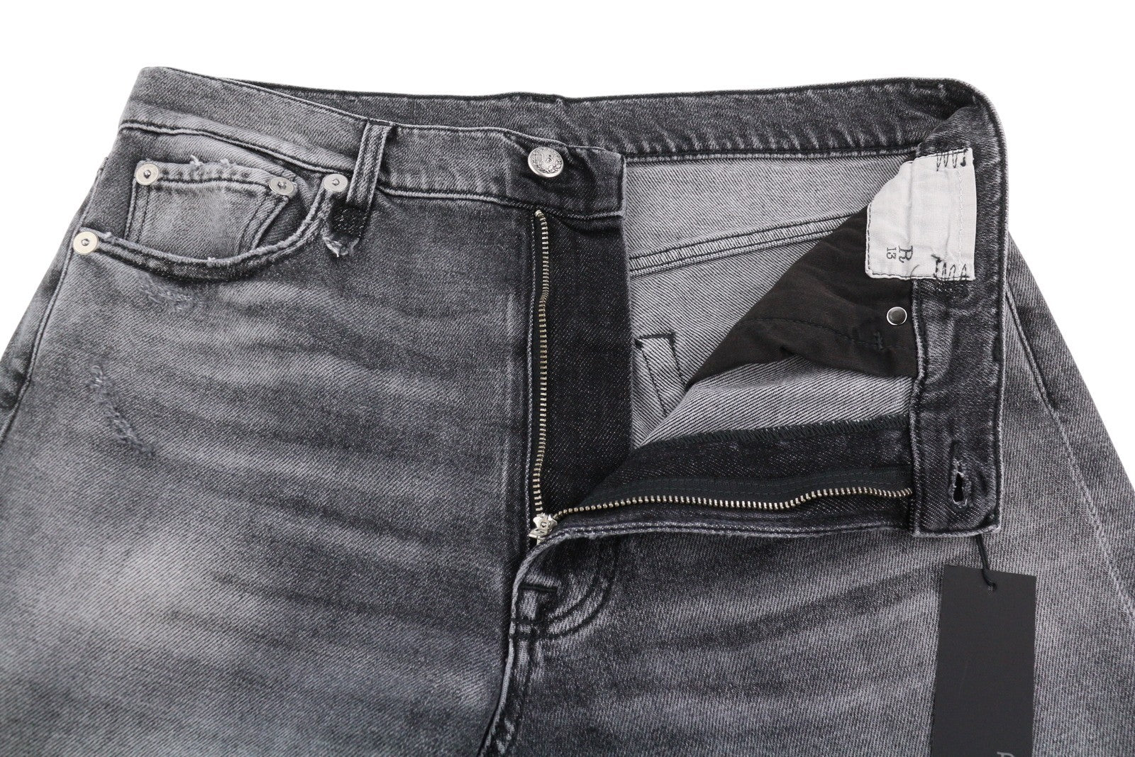 R13 Boyfriend Women Jeans 30 Grey Vintage Faded Distress Cropped PS26 RRP595