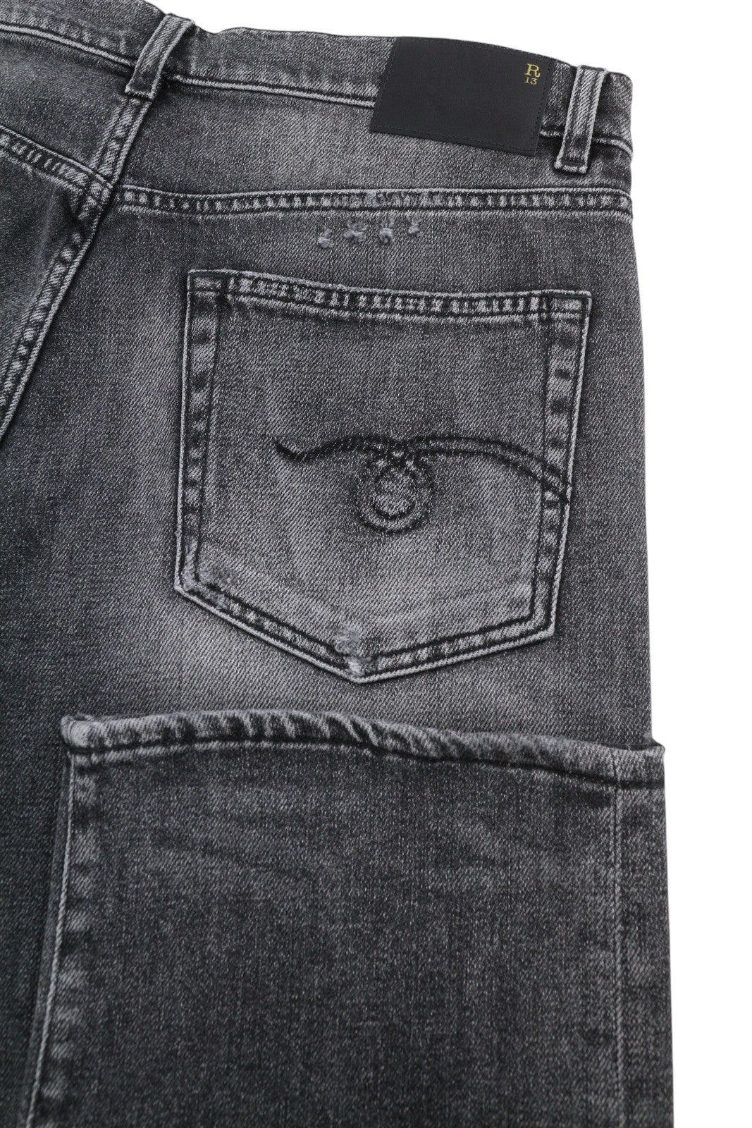 R13 Boyfriend Women Jeans 29 Grey Vintage Faded Distress Cropped PS26 RRP595