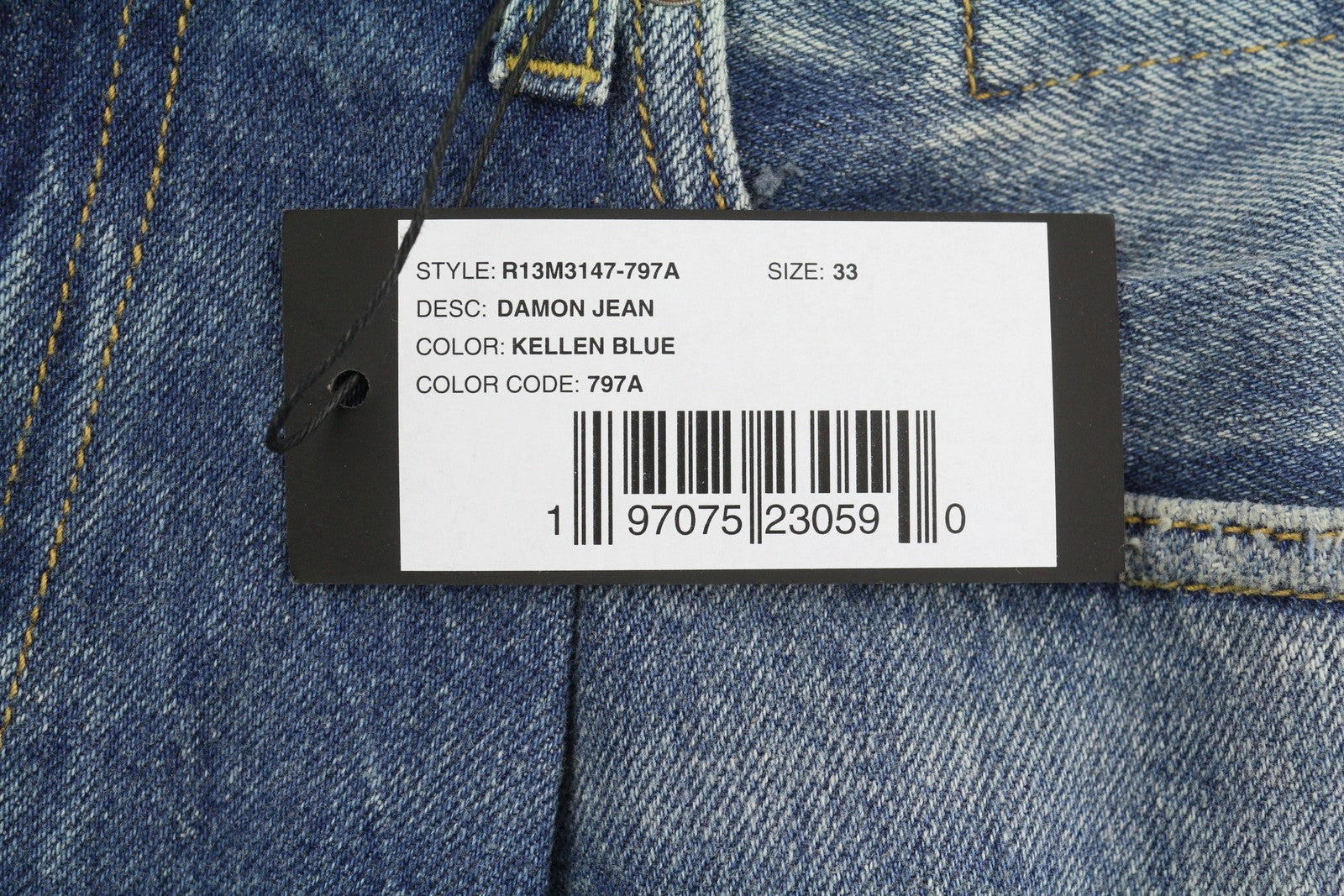 R13 Damon Pleated Women Jeans 33 Blue Kellen Straight Whiskers Faded PS26