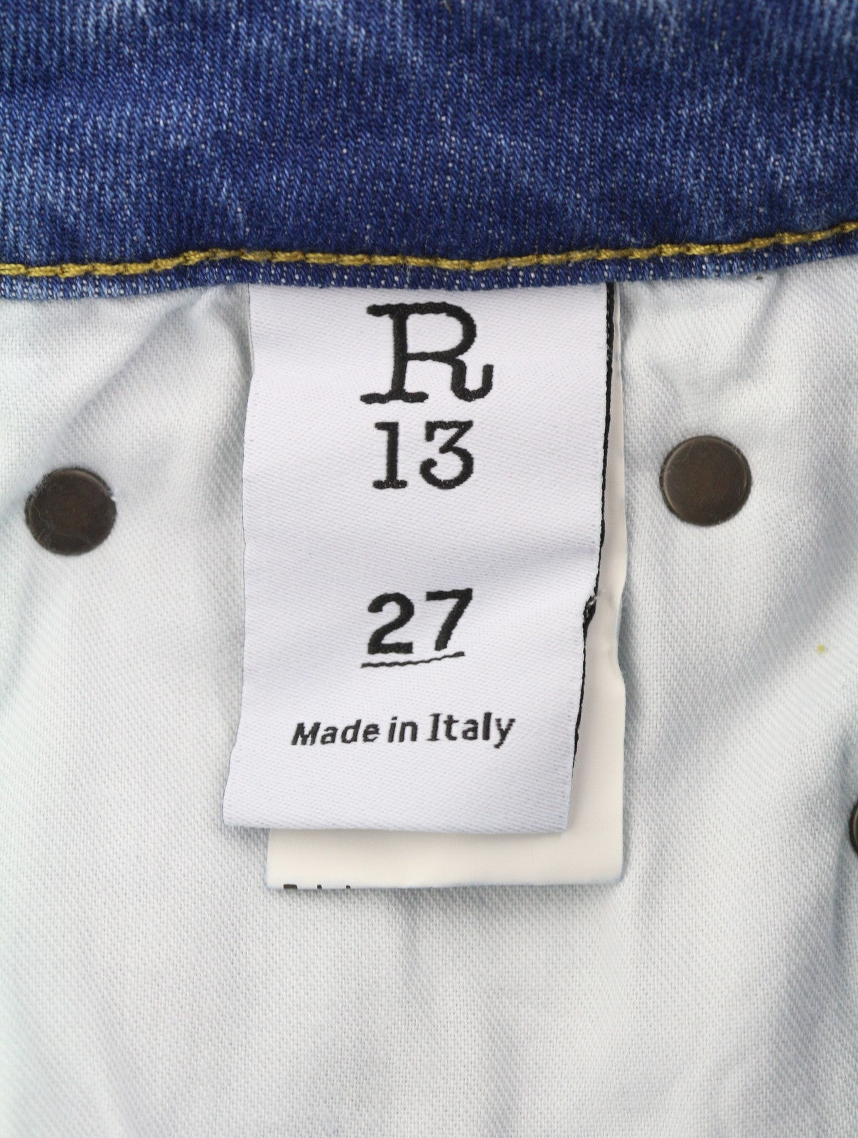 R13 Kick Fit Women Jeans 27 Blue Jasper Stretch Cropped Whiskers PS26
