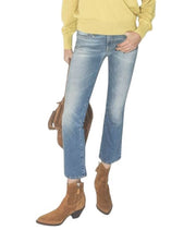 R13 Kick Fit Women Jeans 28 Blue Jasper Stretch Cropped Whiskers PS26