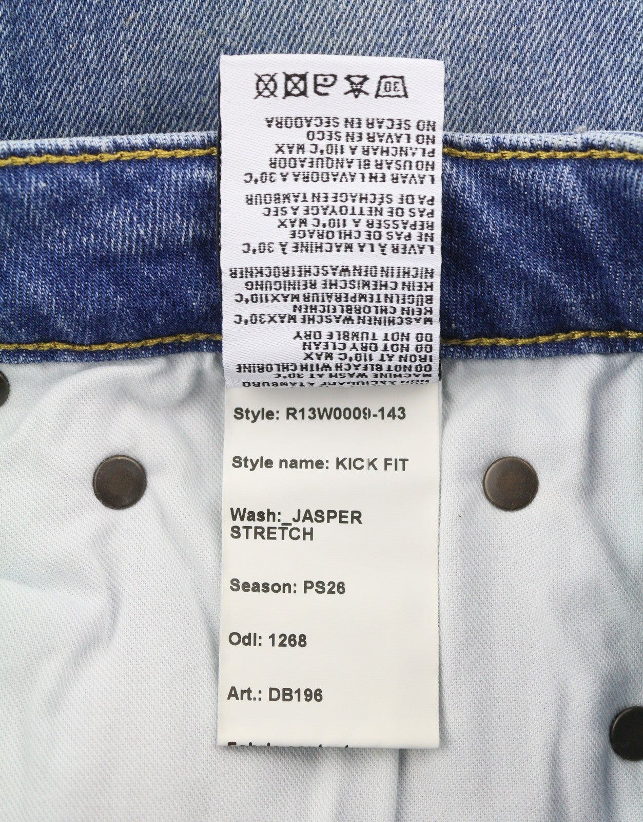 R13 Kick Fit Women Jeans 28 Blue Jasper Stretch Cropped Whiskers PS26