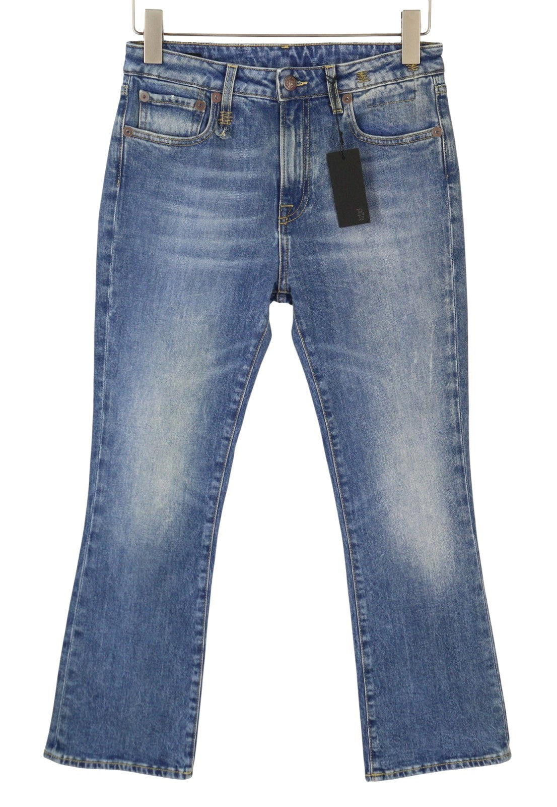 R13 Kick Fit Women Jeans 28 Blue Jasper Stretch Cropped Flare PS26