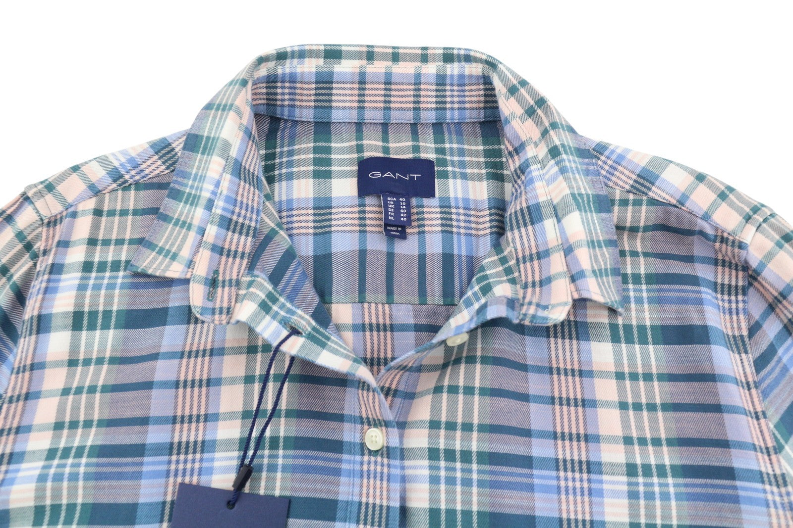 GANT Faded Winter Twill Check Women Dress EU40 Pink Straight Knee-Length