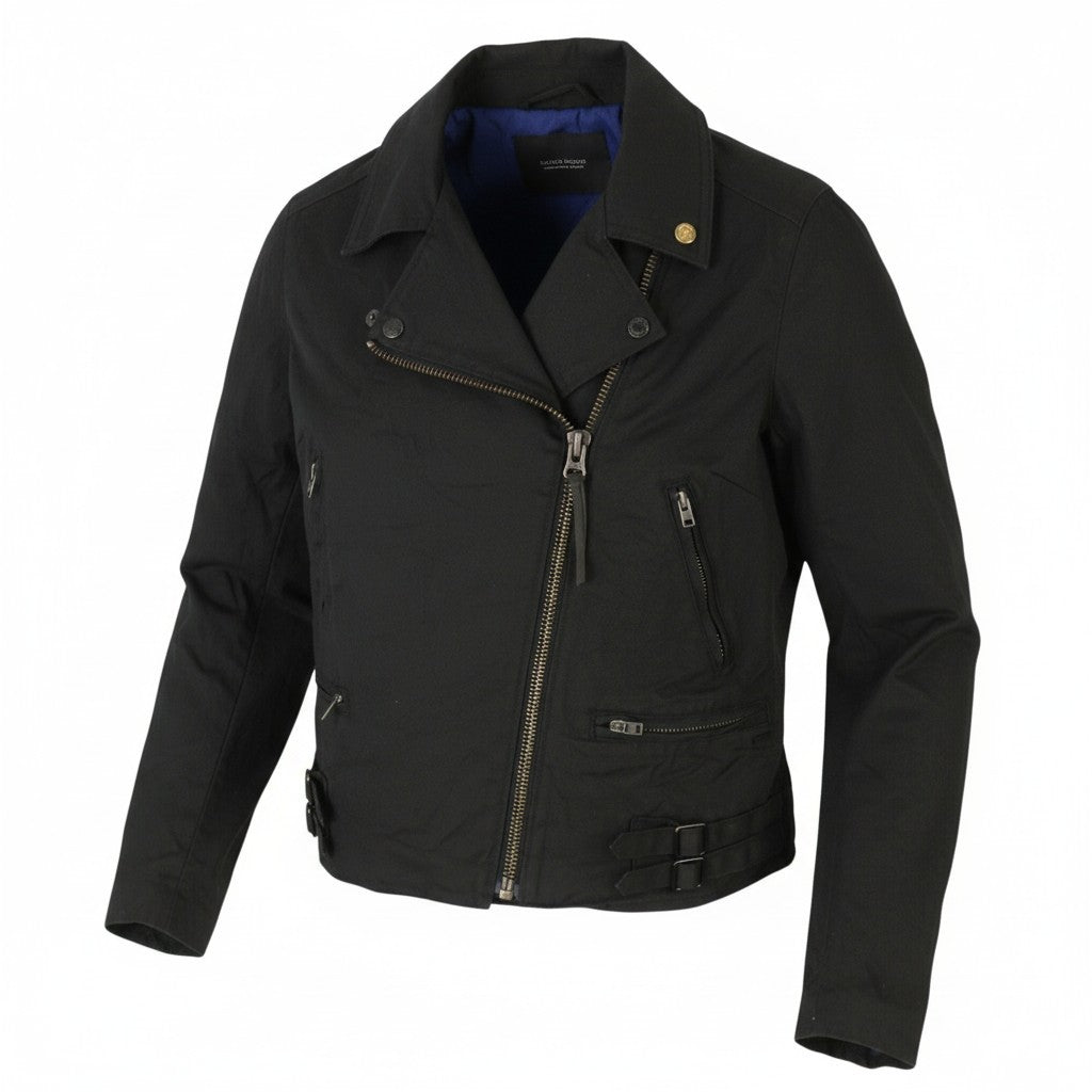 MAISON SCOTCH Women Jacket XS Black Rigid Asymmetrical Zip Lightweight