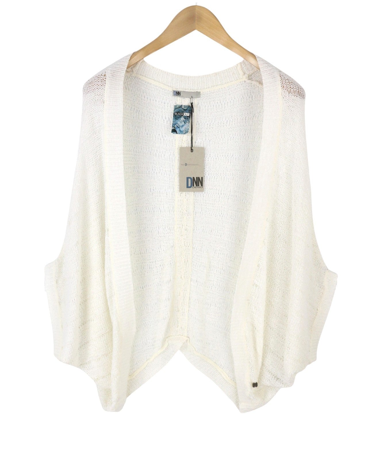 BLACKOUT DNN Marina Cardigan Women Jumper S White Open-Knit Loose Fit