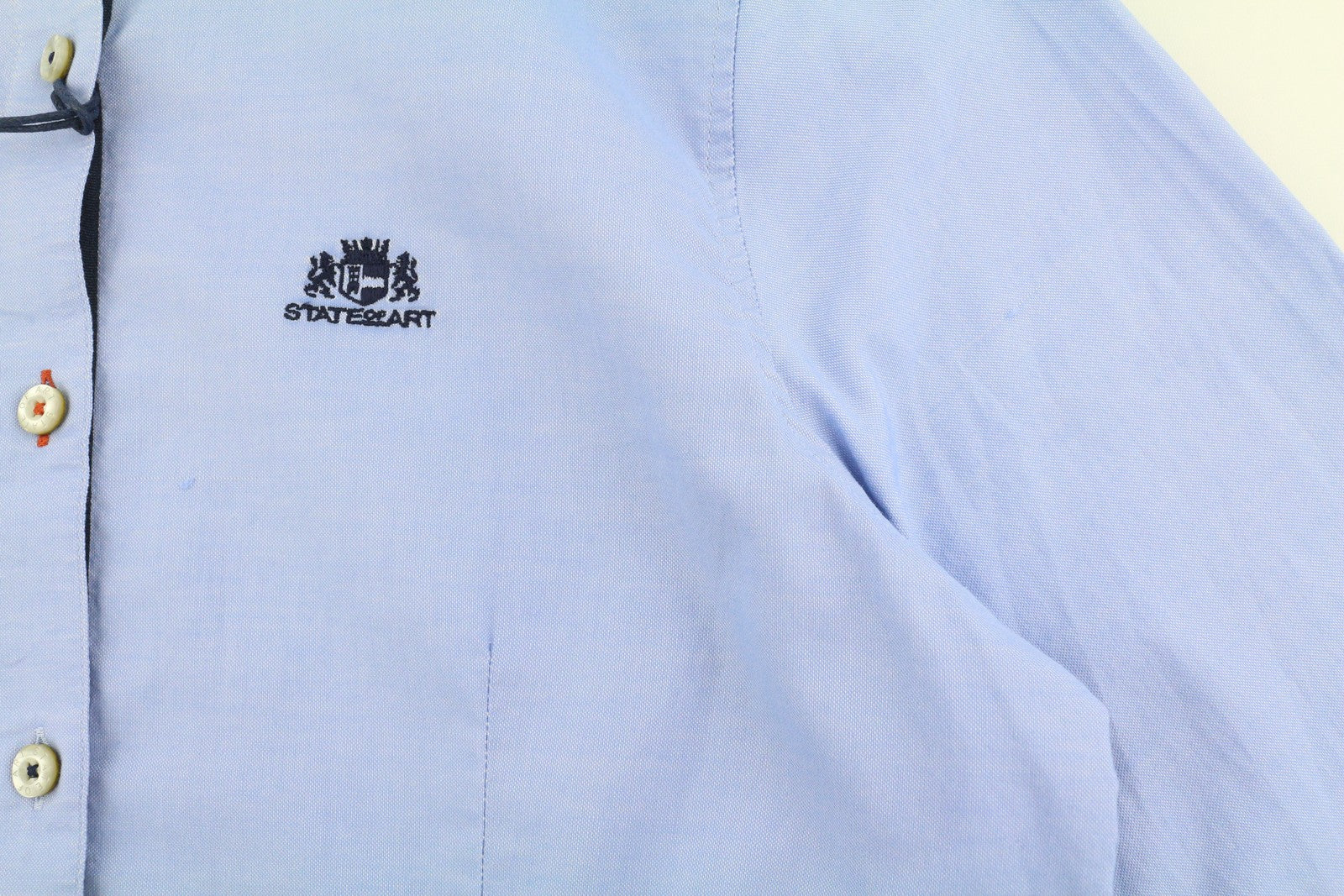 STATE OF ART Women Shirt L Blue Spread Collar Button-Up Casual