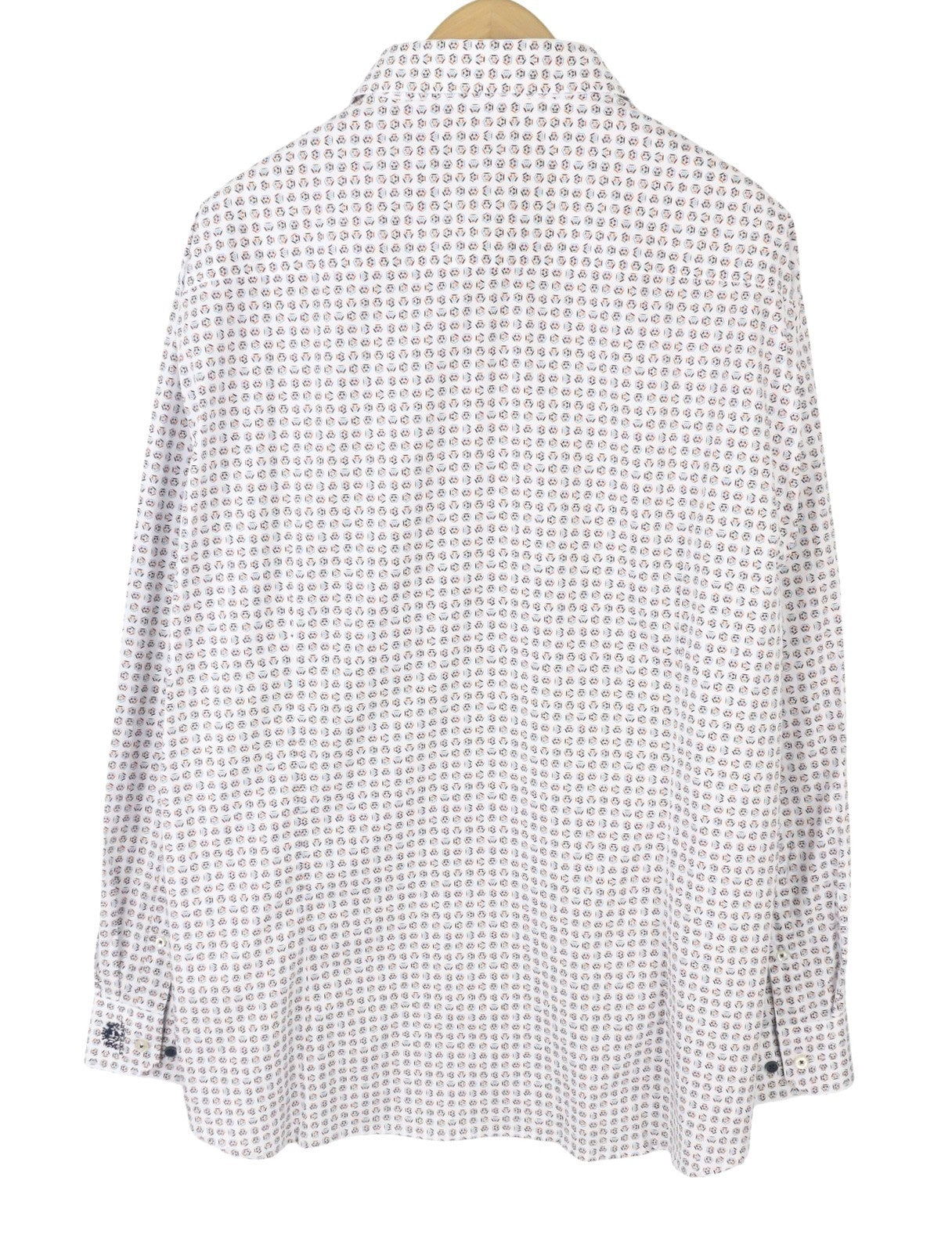STATE OF ART Regular Fit Men Shirt 3XL White Patterned Button-Down Neck Casual
