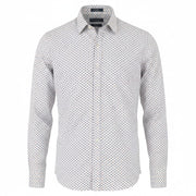 STATE OF ART Regular Fit Men Shirt S White Patterned Button-Down Neck Casual