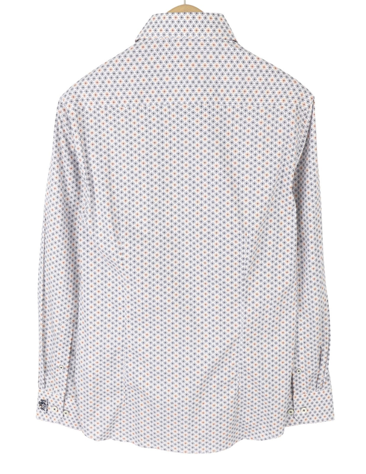 STATE OF ART Regular Fit Men Shirt S White Patterned Button-Down Neck Casual
