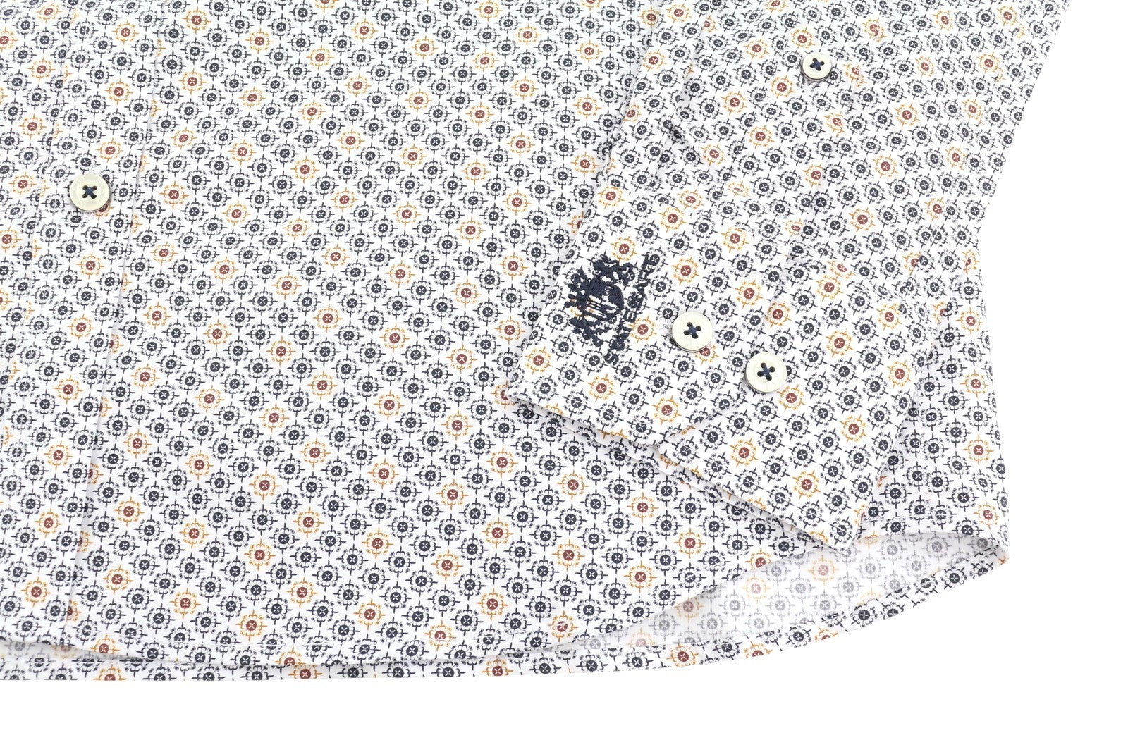 STATE OF ART Regular Fit Men Shirt S White Patterned Button-Down Neck Casual