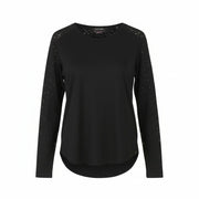 MAISON SCOTCH Women Blouse S Black Sheer Leopard Print Crew Neck Long Sleeved